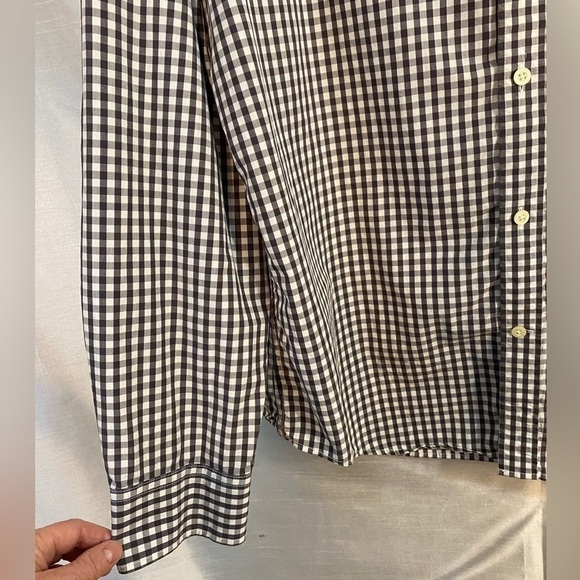 NWT Banana Republic Grey and Black Plaid Long Sleeve Dress  Shirt Mens XLg - Picture 7 of 15